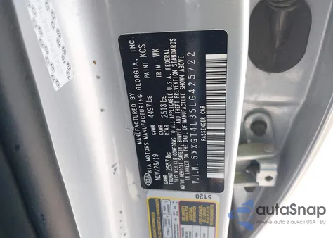 2020 Kia Optima Lx from USA, damaged, VIN 5XXGT4L35LG425722